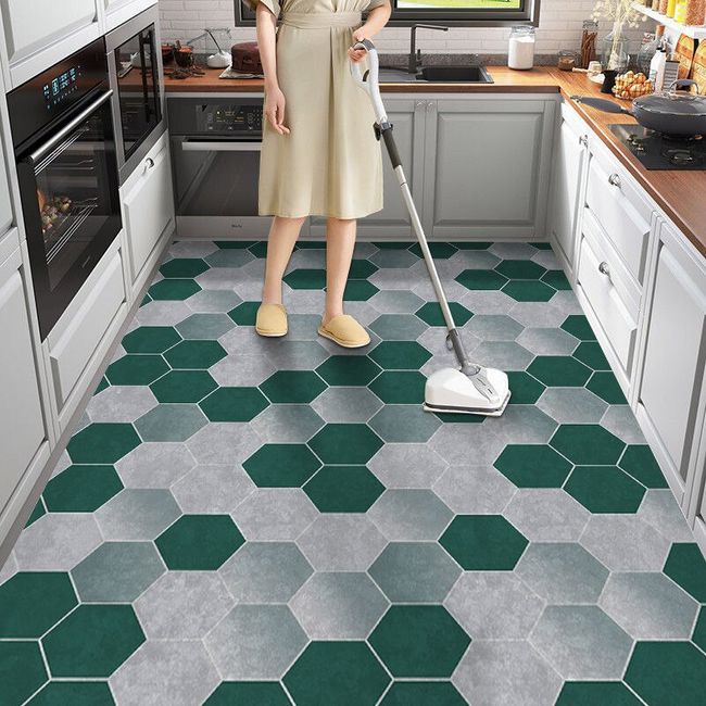 Leaves Pattern Kitchen Carpet Waterproof Oilproof Home Entrance