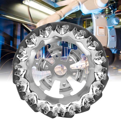 6in Mecanum Wheel Right 35KG 45 Degree Load Omni Wheel with 16pcs TPU Rubber Rollers Sheet Metal Industrial Robots Parts Without Shaft Connector