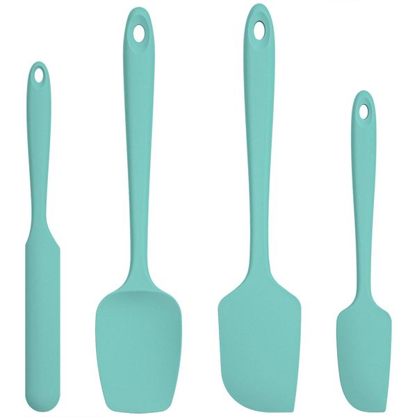 U-Taste Silicone Spatula Set of 4: 315 ℃ Heat-Resistant Flexible Food Grade Bowl Scraper, Seamless Rubber Kitchen Cooking Mixing Baking Scraping for Nonstick Cookware(Aqua Sky)