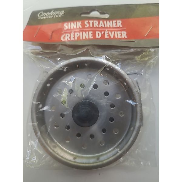 Kitchen Metal Sink Strainer  with rubber stopper by Cooking Concepts