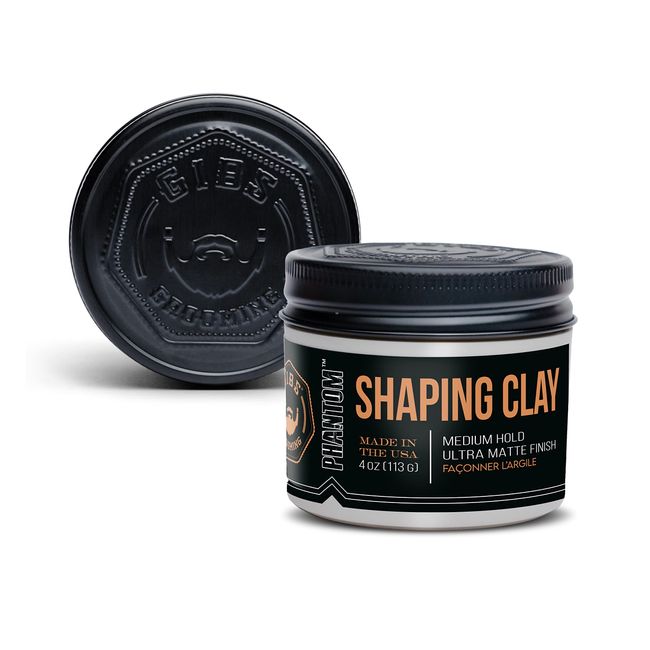 GIBS Shaping Clay, Phantom, Medium Hold, Ultra Matte Finish, Water Based, Great for Soft and Natural Looks, oz