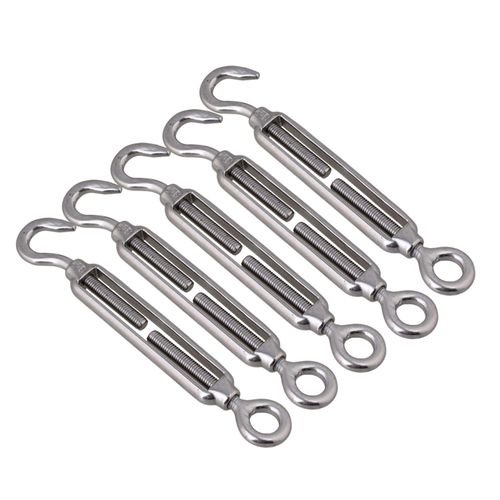 BQLZR Wire Rope Cable M5 Hook & Eye Turnbuckle Stainless Steel 304 Pack of 5
