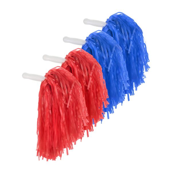 Pangda 12 Pack Cheerleading Pom Poms Sports Dance Cheer Plastic Pom Pom for Sports Team Spirit Cheering (Red and Blue)