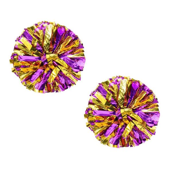 Dragon Troops Set of 2 Beautiful Cheerleading Pom Poms, Cheerleaders Sport Accessories,Purple Golden