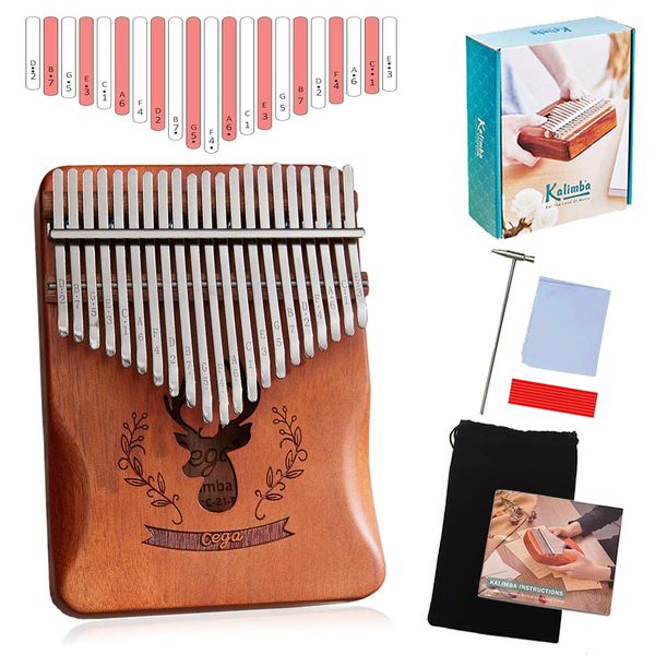 Kalimba 21 Schlüssel Daumenklavier Profi Marimba Marimbaphone Mahagoni Holz Finger Thumb Daumen Piano Fingerklavier Mit Tasche Musikinstrument Geschenk für Kinder und Erwachsene