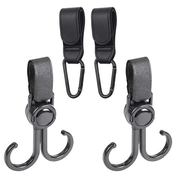 Violotoris 4 Pcs Buggy Clips, Pram Clips, Double Hook, Thickened, Easy to Install, for Baby Strollers, Bicycles, Electric Scooters