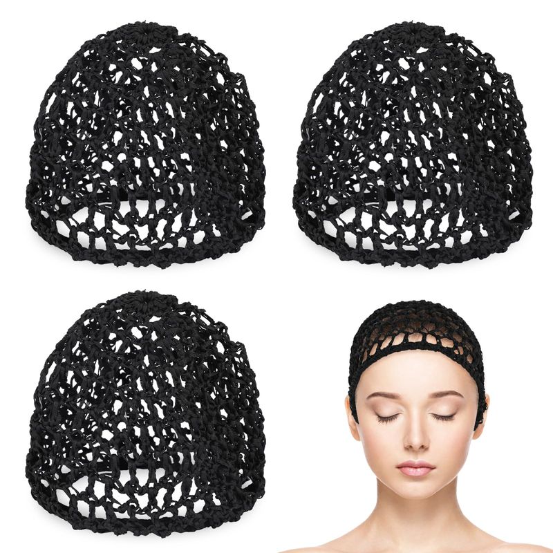 3 Pack Hair Nets Cap Sleeping Hairnet Mesh Crochet Hair Net Rayon Knit ...