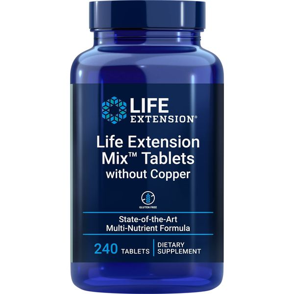 Life Extension Mix Without Copper High Potency Multivitamin Multimineral Daily Antioxidant-Rich Fruit & Vegetable Blend with Bioavailable Quercetin & Vitamin D3 - Non-GMO, Gluten-Free - 240 Tablets