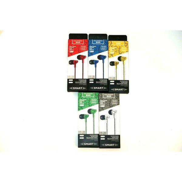 5 New Cool In-ear Stereo Crackle Pattern 3.5mm Jack Earphone Headset Earbuds
