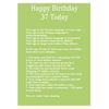 Age 37 Body Facts Birthday Card