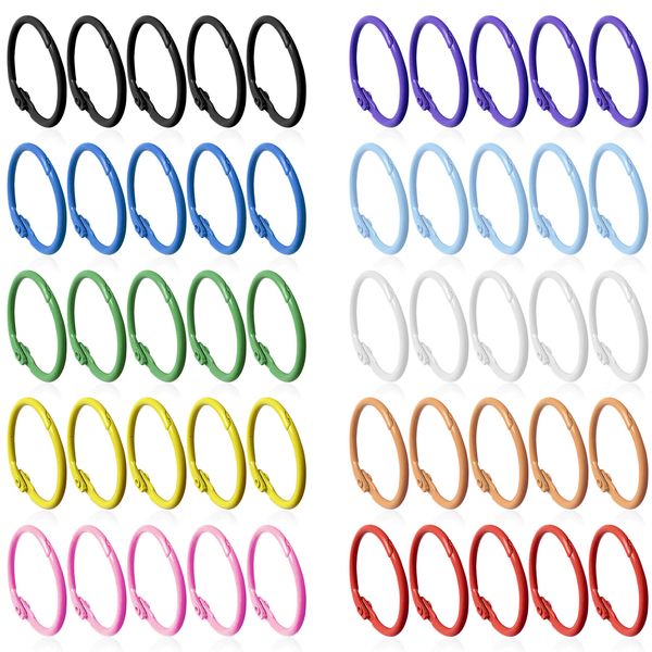 Keychains or Key Rings, 1 1/5" Loose Leaf Binder Rings for Key Chains, Open Card Rings, Clip Rings for Book Rings, School, Home or Office (50Pack)