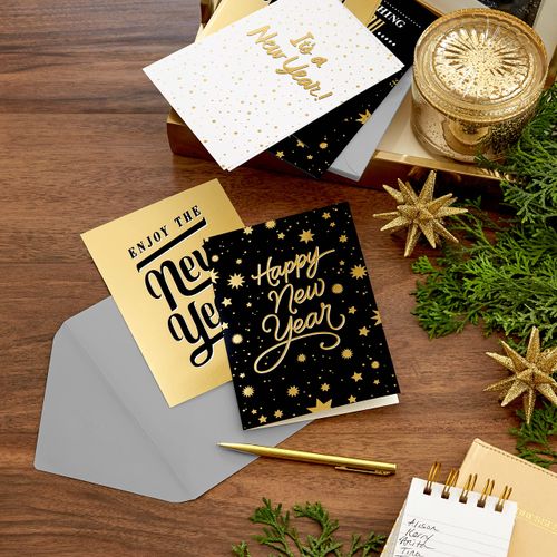Hallmark New Years Cards Assortment, Happy New Year (4 Designs, 16 Cards and Envelopes)