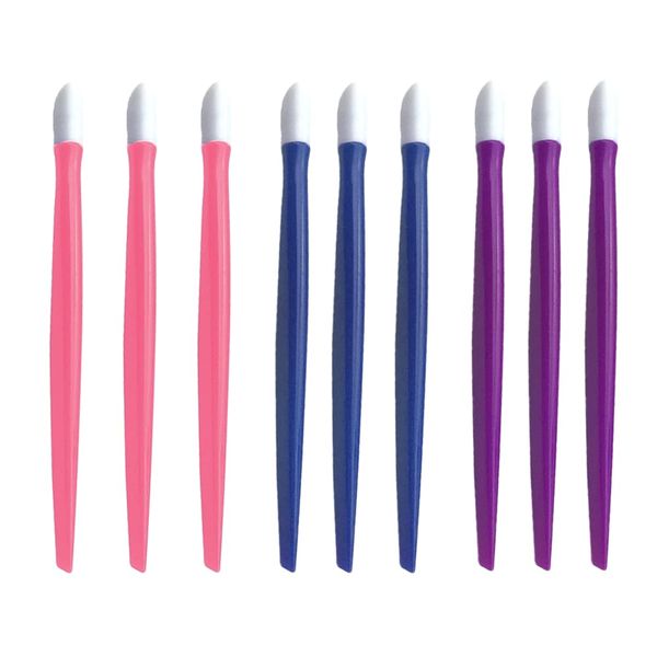 Cuticle Pusher, 9 Pcs Plastic Handle Nail Cuticle Pusher, Nail Cleaner, Colored Nail Art Tool, for Ladies