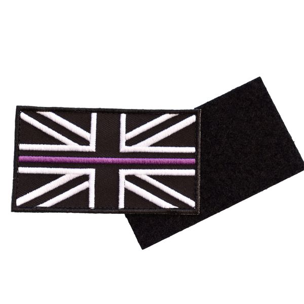 Purple Union Jack Embroidered Velcro Patch Union Jack