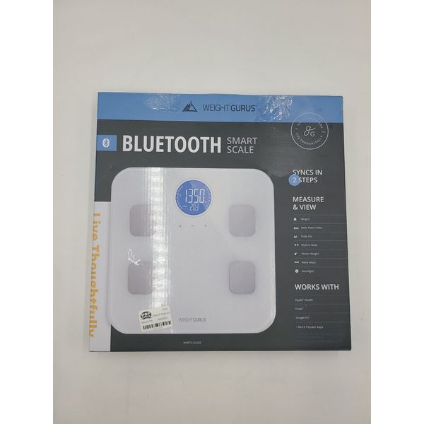 Bluetooth Body Composition Bathroom Scale - White - Weight Gurus - Open box