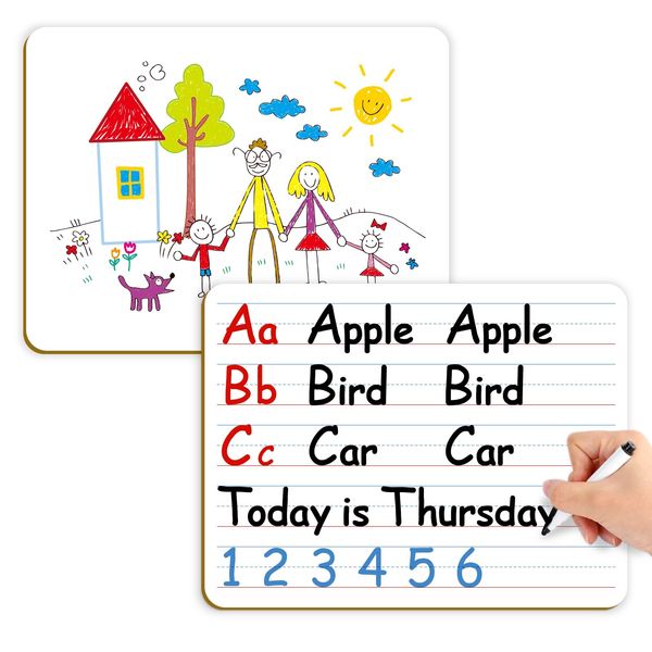 Aizweb Dry Erase Board Small Whiteboard with Lines, 9" x 12" Handwriting Writing Practice for Kid Student Classroom Must Haves Homeschool Teacher Supplies Essential Learning Activities
