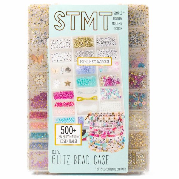 STMT D.I.Y. Glitz Bead Case, Includes Over 500 Jewelry Making Supplies, Including Cute Beads for Jewelry Making, Bracelet Charms, Storage Case, Friendship Bracelet Kit, Teen Girl Gifts