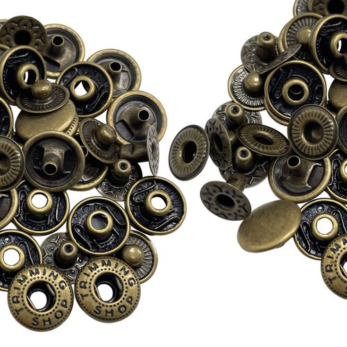 WedDecor 15mm S-Spring Press Studs 4 Part Snap Fasteners Sew Buttons for Leathercraft, Sewing, Jackets, Shirts, Fabric, Repair, DIY Projects, Bronze, 10pcs