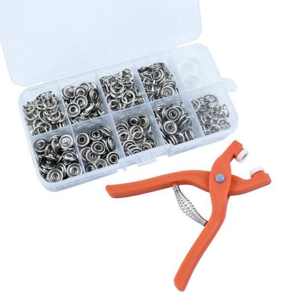 50 Sets Metal Snap Button Fastener Kit Steel Five Claw Buckle Installation Tool Set Snaps Buttons DIY Craft Kit with Snaps Pliers Snap Fastener Kit Poppers Fasteners Press Studs No Sewing for Clothing