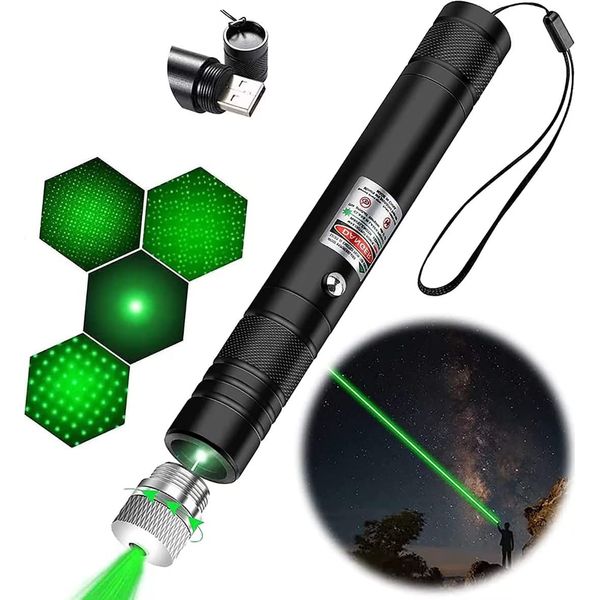 Cowjag Long Range Green Laser Pointer, 2000 Metres Laser Pointer High Power Pen, Green Lazer Pointer Rechargeable for Hiking, Cat Laser Toy USB Charge(Green Light)