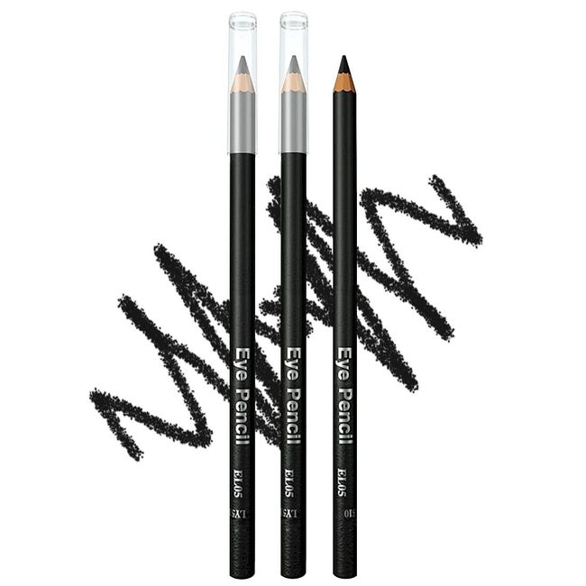 3 Pack  - Classic Black Eyeliners Pencils - Waterproof , Smudgeproof - EL05