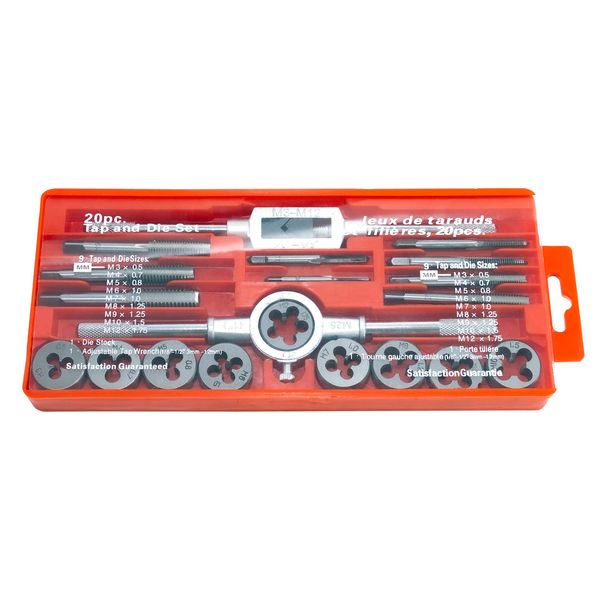 Tap Dice Set, Set of 20, Screw Thread Correction, Tap Wrench, Storage Case