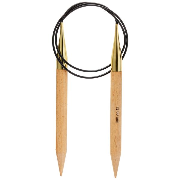 KnitPro 80 cm x 12 mm Basix Fixed Circular Needles, Birch