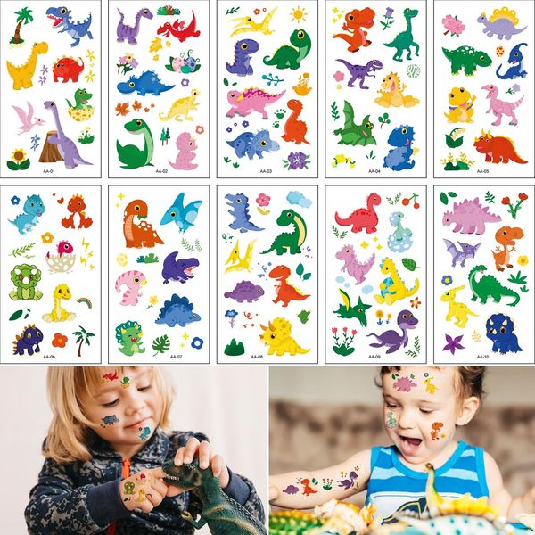 10 Sheets Dinosaur Temporary Tattoos,Fake Tattoo Stickers for Boys and Girls Party Favors Supplies,Dinosaur Animals Tattoos for Kids Birthday Party Supplies