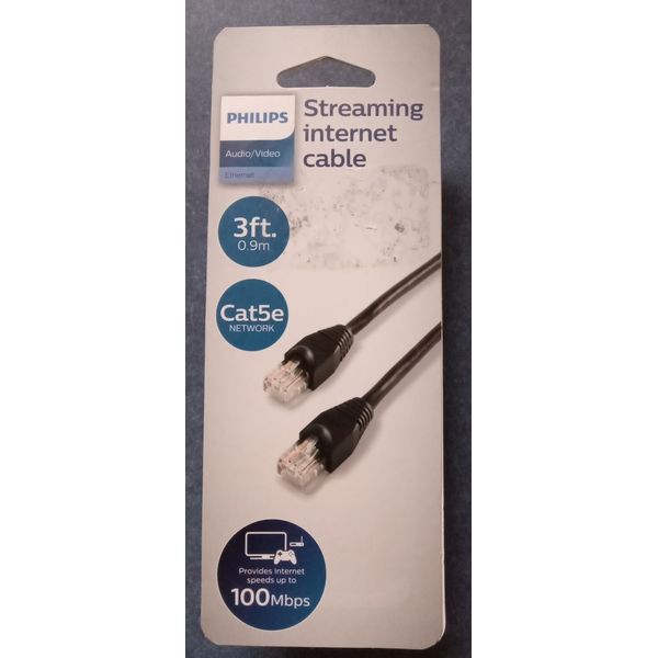 NEW Philips 3ft Streaming Internet Cable Cat5e - 100MB/Sec Audio/Video