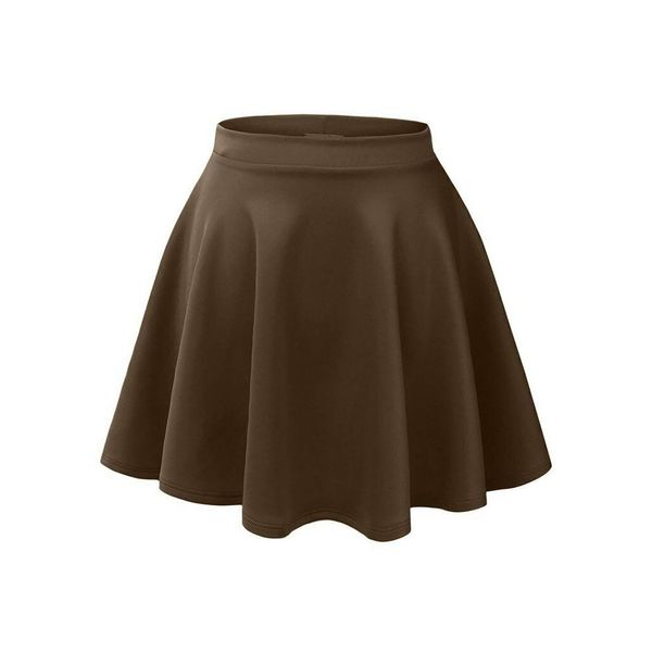 Kids Girls School Skirt Children High Waisted in Brown Colour Flared Summer Skater Mini Skirt Solid Basic Dance Skirt for Any Occasions New Age 5 6 7 8 9 10 11 12 13 Years