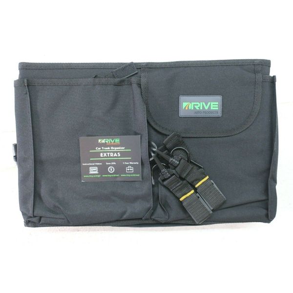 Drive Car Trunk Storage Organizer Collapsible Adjustable Securing Straps Black