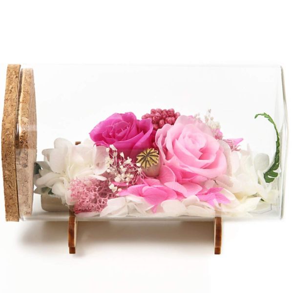 Teat Sight Preserved Flower Flower Bottle Gift Box 1 Set 6x12.5x6cm (Rose Pink)