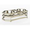 B&E EXLEY CHAMPAGNE METAL DOUBLE PET FEEDER 1qt
