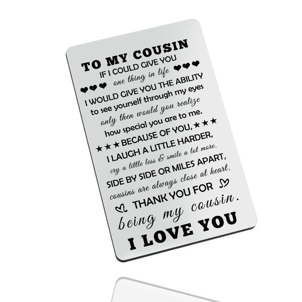 Gifts for Cousin Female Male Card Cousin Gifts for Women Men Christmas Birthday Gifts for Cousin Appreciation Gift for Cousin Wallet Card Cousin Gift Idea Long Cousin Distance Relationship Gift