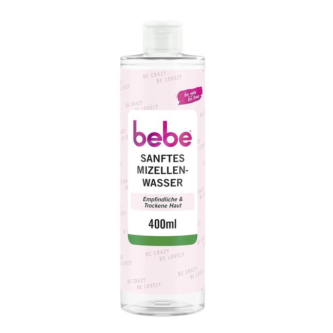 bebe Sanftes Mizellenwasser (400 ml), revitalisierendes Mizellen Reinigungswasser mit Rosenwasser, entfernt selbst wasserfestes Make-Up