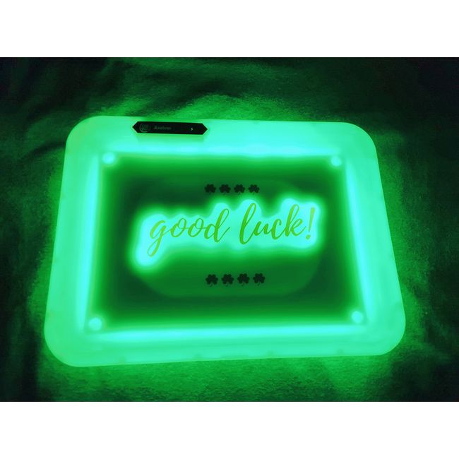 Rolling Tray Glow Tray LED Rolling Trays Gift Glow Part and Voice Control Mode 7 Color Light Rotation（White