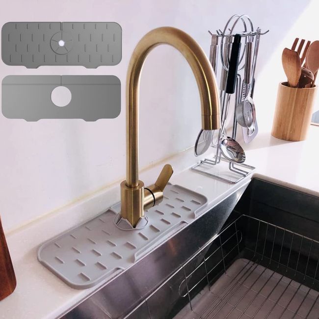 Kitchen Faucet Sink Splash Guard, Silicone Faucet Water Catcher