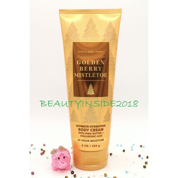 Bath and Body Works GOLDEN BERRY MISTLETOE Body Cream 8 oz / 226 g *NEW*