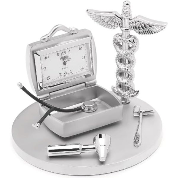 Doctor's Medical Desk Clock Medical Health Care Silver Time Piece Quartz Gift