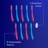 Schick Hydro Silk Touch-Up Multipurpose Exfoliating Dermaplaning Tool with Precision Cover, 9 Count