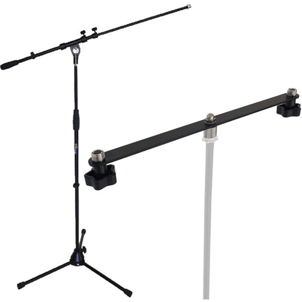 keepdrum STB01 Stereo Bar Stereo Rail T-Bar + Microphone Stand MS107B