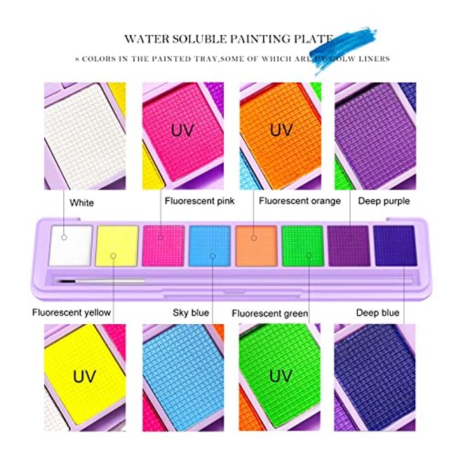 KYDA 8 Colors UV Glow Eyeliner Palette, Water Activated Eyeliner