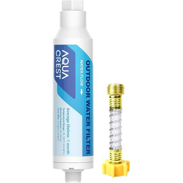 AQUA CREST Inline Water Filter, for Car Washing,1 Pack with Hose Protector