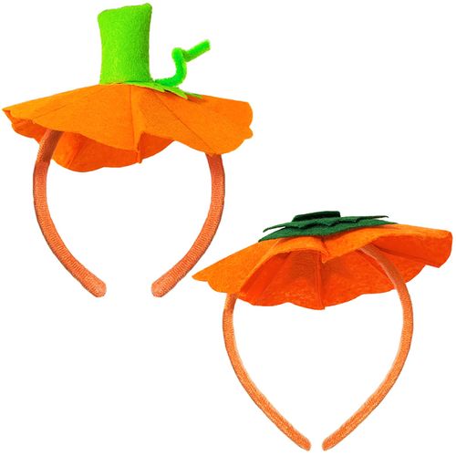 2 Pcs Halloween Pumpkin Headband Green Leaf Pumpkin Hair Hoops Orange Pumpkin Headpiece Hairband Hair Bands Women Christmas Xmas Holiday Festival Parade Cosplay Dress Up Birthday Party Accessories