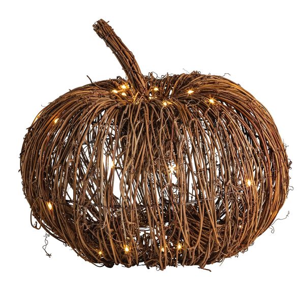 Mud Pie Thanksgiving Small Light-Up Rattan Pumpkin