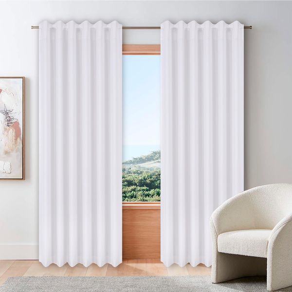 Tab Top Curtains,Farm House Curtain,Cotton Curtains,Curtain 2 Panel Sets,Window Curtain Panel in Textured Cotton 50x96 White,Reverse Window Panels,Curtain Drapes Panels,Bedroom Curtains,Set of 2