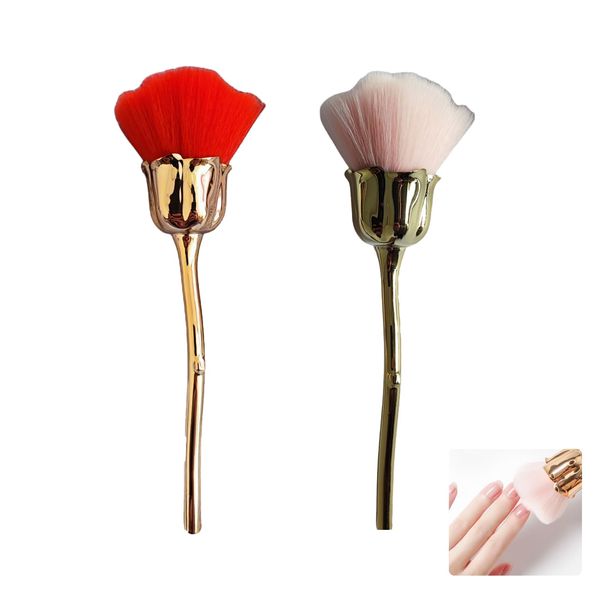 GHYJHS 2 Pack Nail Art Dust Brush Rose Nail Art Dust Cleaner Brush Super Soft Concealer Facial Brush Make up Brush Professional Nail Art Tool for Nail Trimming Cleaning Makeup Brush Tools