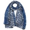 Basic Sense Luxurious Two Tone Leopard Print Reversible Long Scarf Wrap Shawl, Blue
