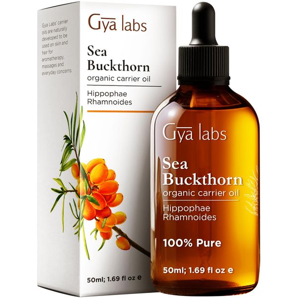 Gya Labs Bio-Sanddornöl - 100% Reines Natürliches Sanddorn-Trägeröl für Haut, Gesicht, Nägel & Haare - Beruhigend & Feuchtigkeitsspendend (50 ml)