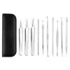 Bestgle Set of 10 Blackhead Remover Tool Kit Professional Acne Pimple Come-done Extractor Tweezers Tool Stainless Steel Blackheads Removal Tool for Whitehead Blemish Curing Facial